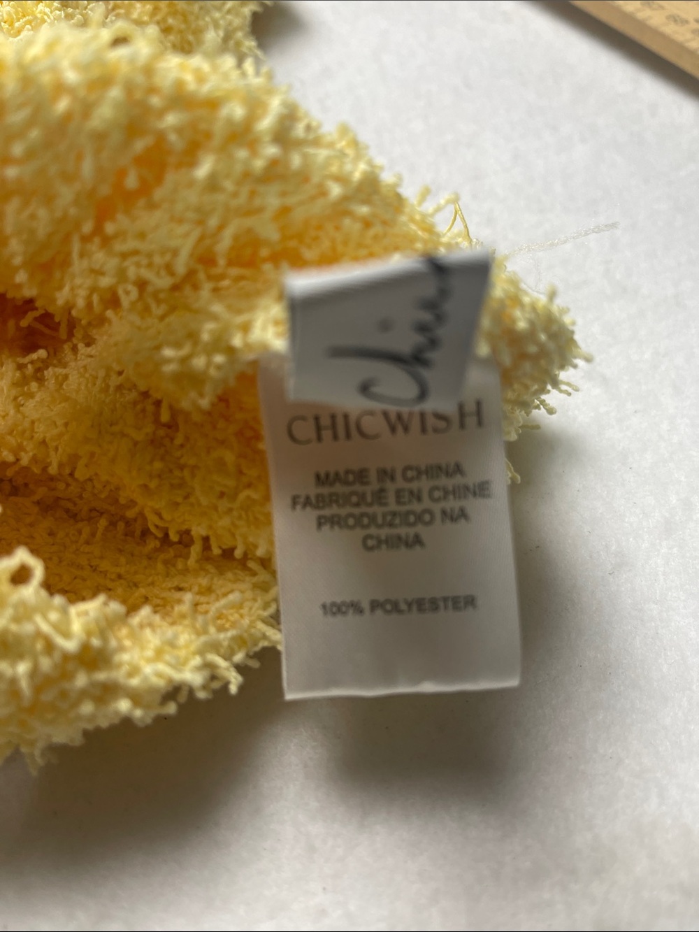 Chicwish Sunny Yellow Textured V-Neck Short Sleeve Sweater - Picture 9 of 10